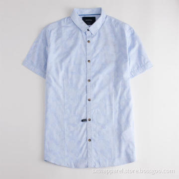 Anti-static Men's Print Short Sleeve Cotton Shirt